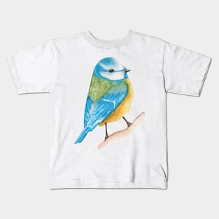 Watercolor - Cute blue tit Kids T-Shirt